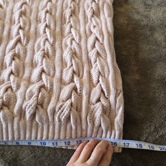 Neiman Marcus 100% Cashmere Sweater Large Pink Cable Knit Mock Neck Pullover - Picture 15 of 16